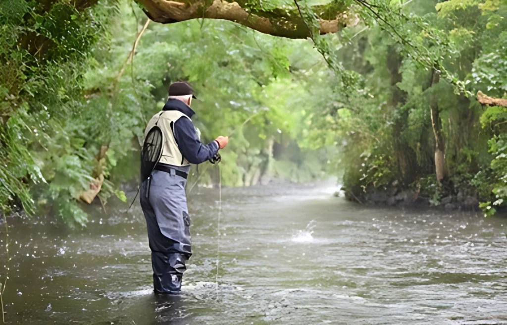 Fishing in the rain